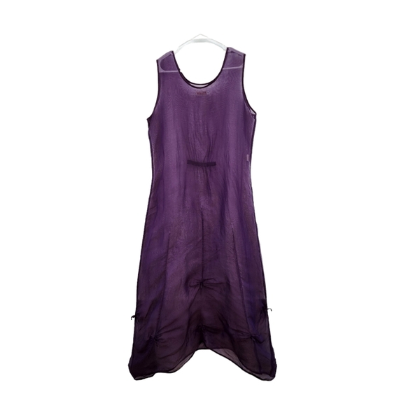 Bodil Women's Vintage 100% Silk Lightweight Sleeveless Midi Sheer Dress - M